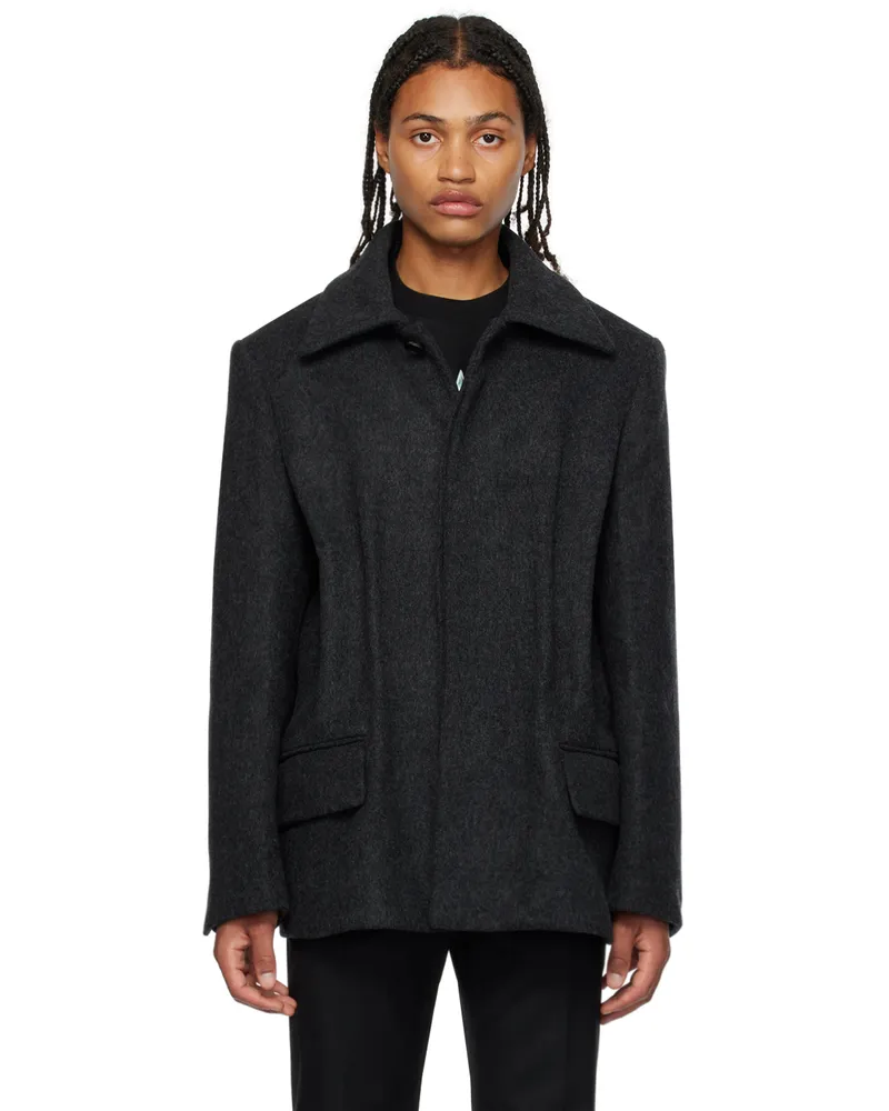 WE 11 DONE Gray Tucked Jacket Charcoal