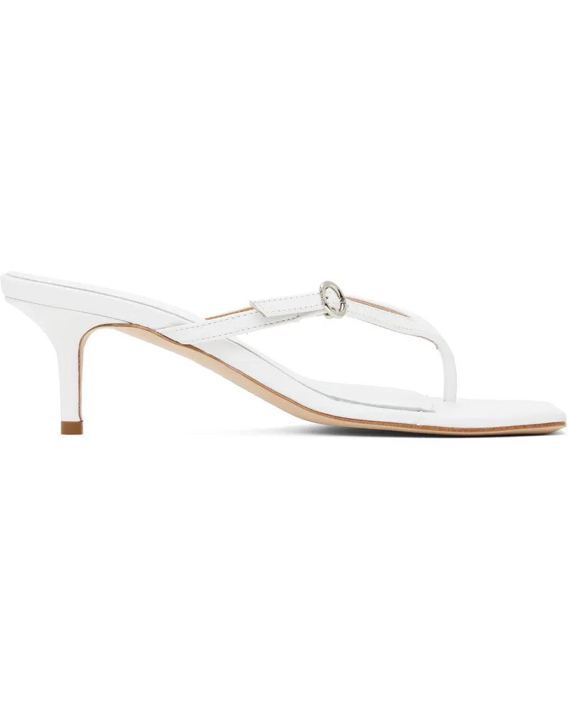 aeyde White Leigh Leather Toe-Post Heeled Sandals Optic