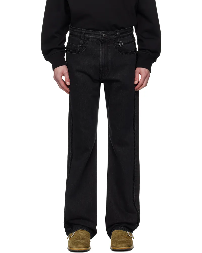 Wooyoungmi Black Crochet Straight Jeans Black983b