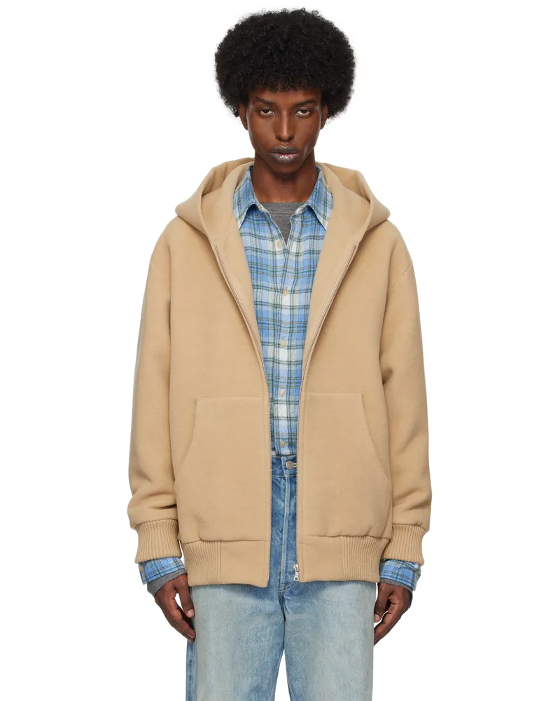 AURALEE Beige Double Cloth Heavy Pile Zip Hoodie Beige