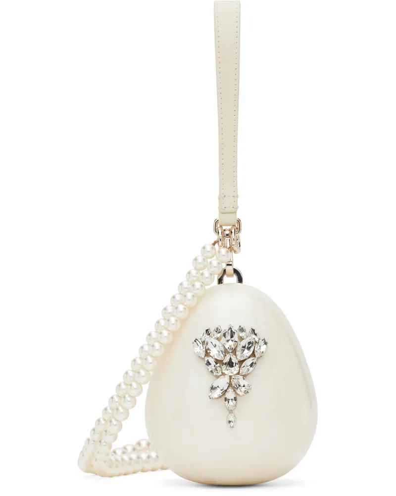 Simone Rocha Off-White Embellished Micro Pearl Egg Bag Pearl