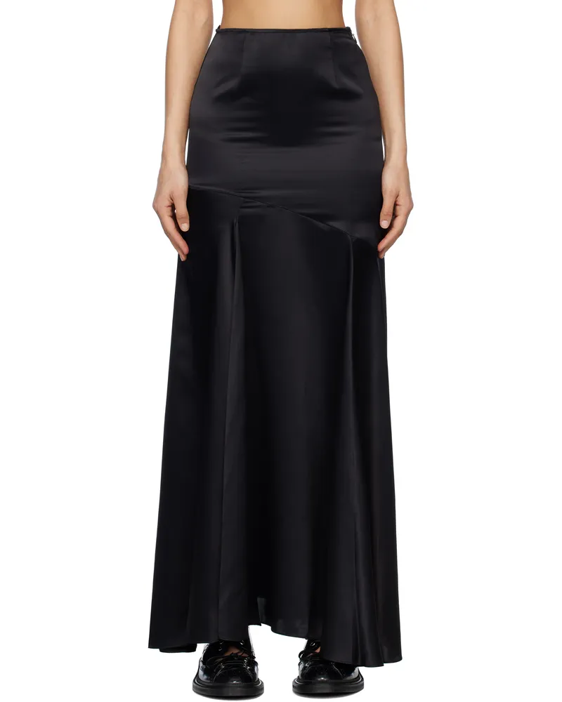 Simone Rocha Black Long Slit Bias Cut Maxi Skirt Black