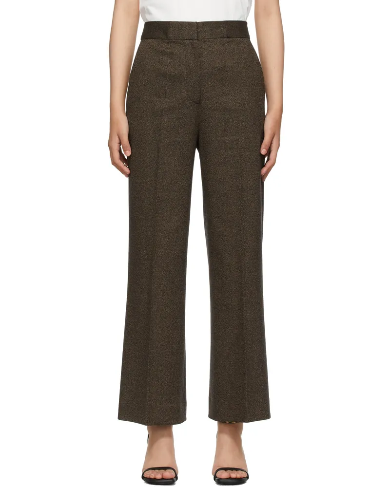 Victoria Beckham Brown Cropped Flared Trousers Toffee