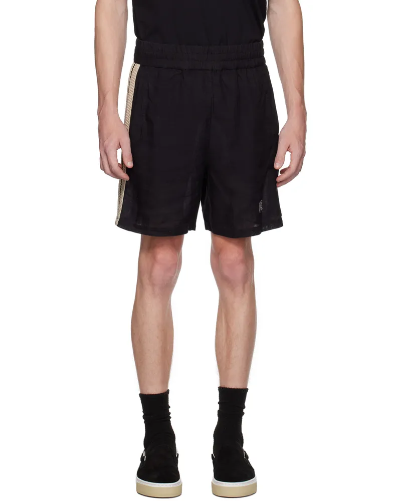 Palm Angels Black Monogram Shorts Black