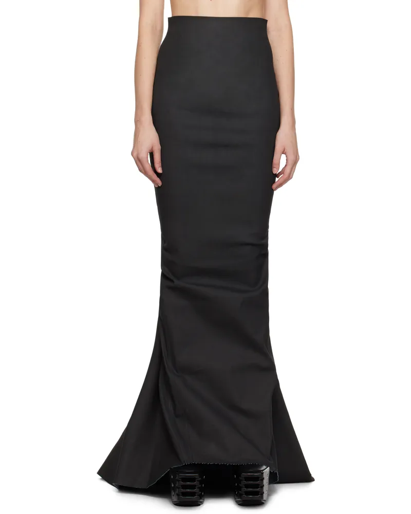 Rick Owens Black Porterville AL Pillar Denim Maxi Skirt 09
