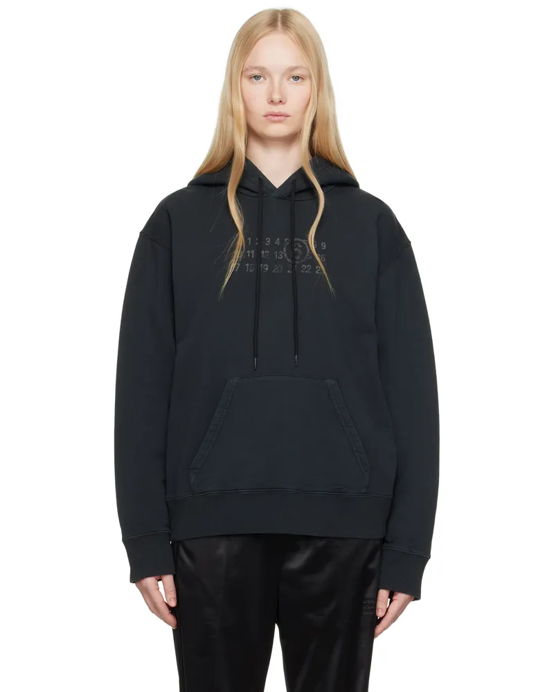 Maison Margiela Black Unbrushed Sweat Jersey Hoodie 900
