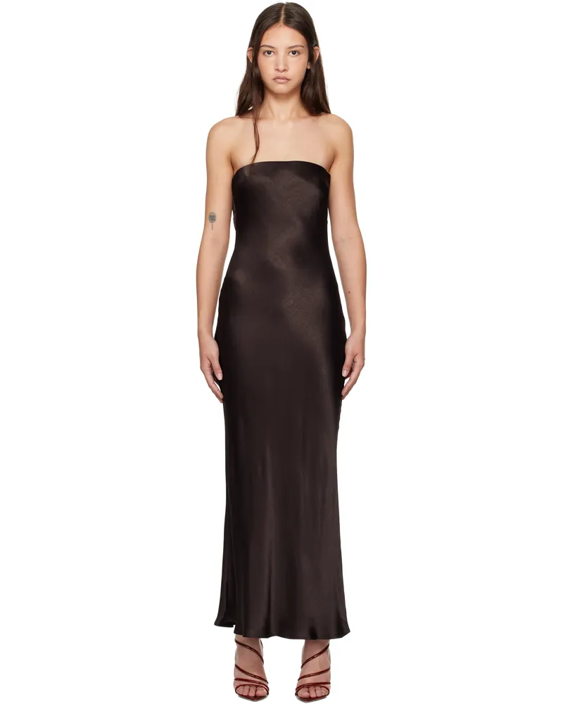 bec & bridge Brown Moon Dance Strapless Maxi Dress Dark