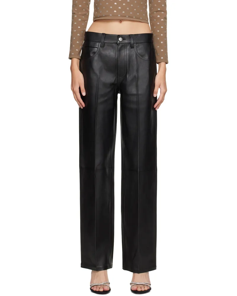 Alexander Wang Black Stacked Leather Pants 001