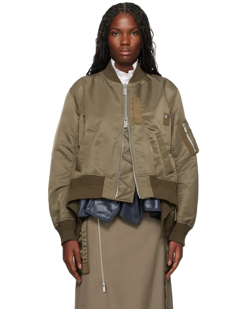 Sacai Khaki Nylon Twill Bomber Jacket 651