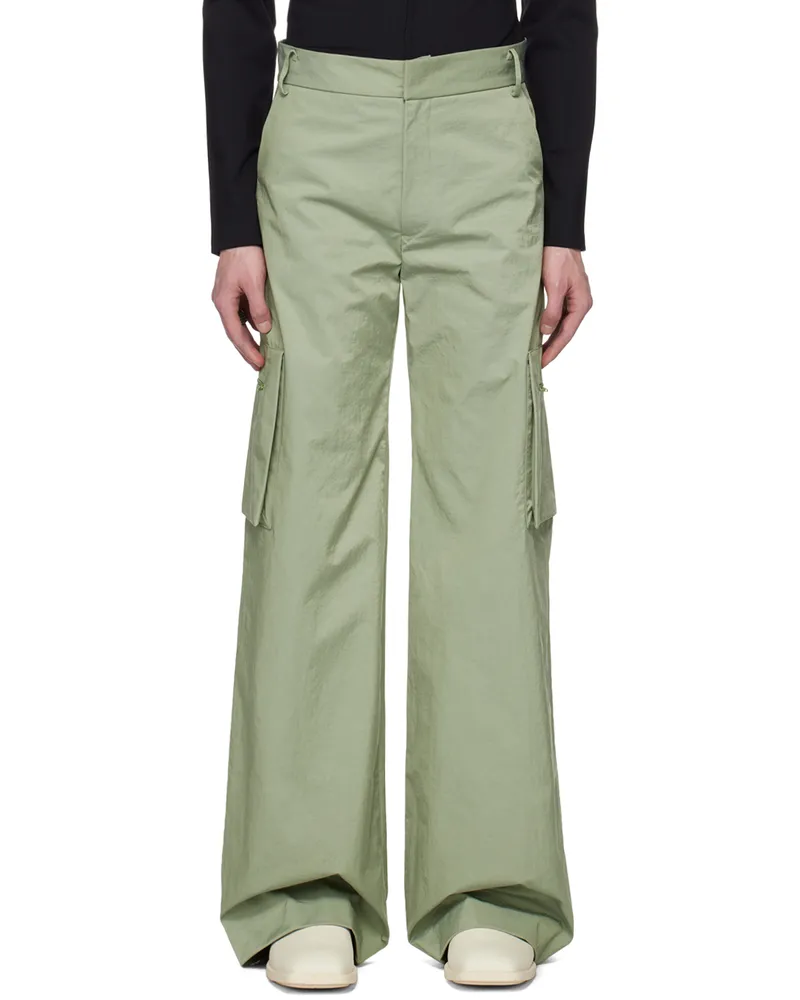 AARON ESH Green Zip Pocket Cargo Pants Eggshell
