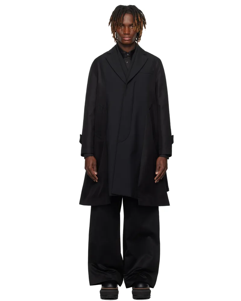 Sacai Black Suiting Bonding Mix Coat 001