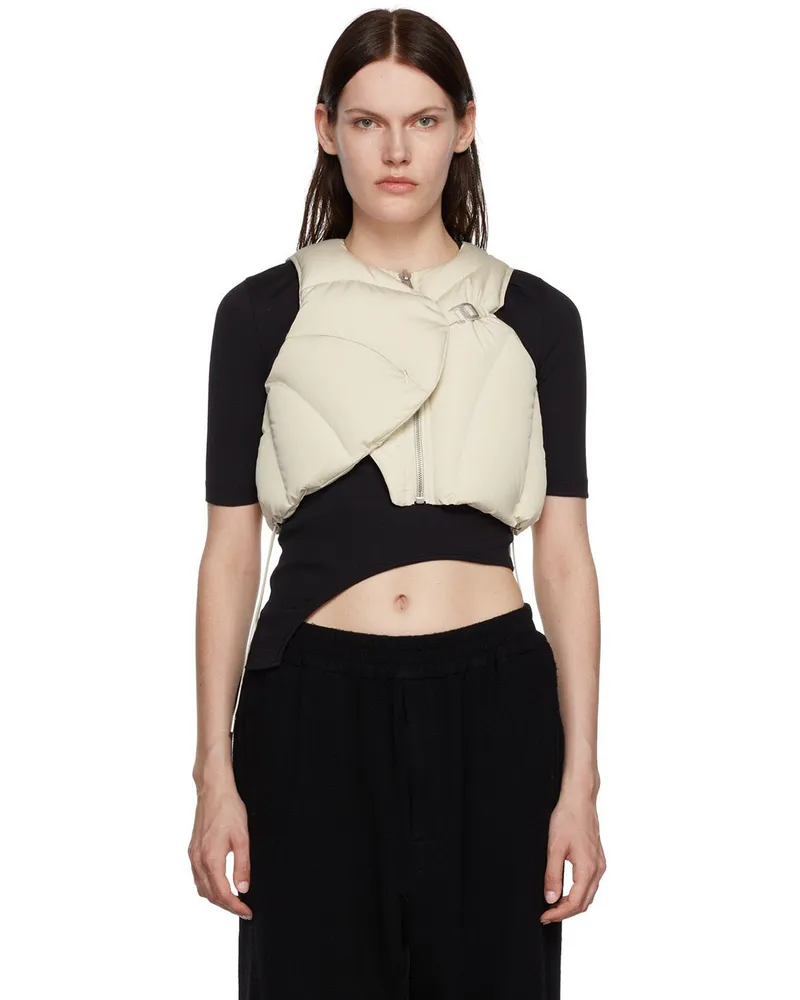 Heliot Emil SSENSE Exclusive Off-White Down Vest Stone