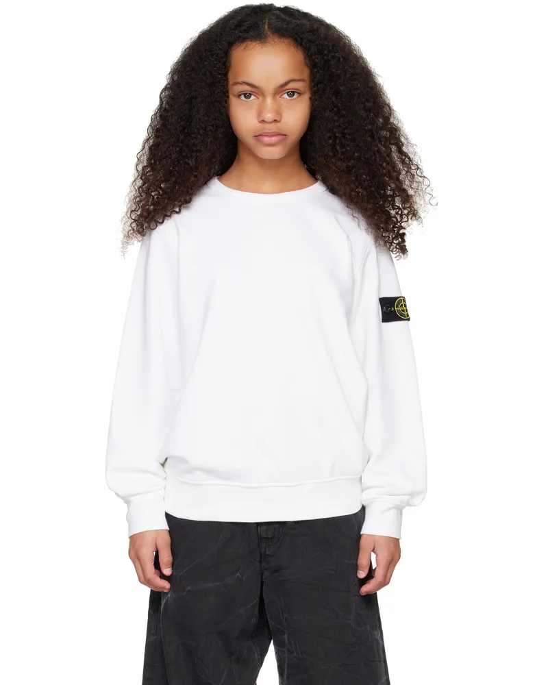 Stone Island Kids White 61320 Organic Cotton Sweatshirt V0001