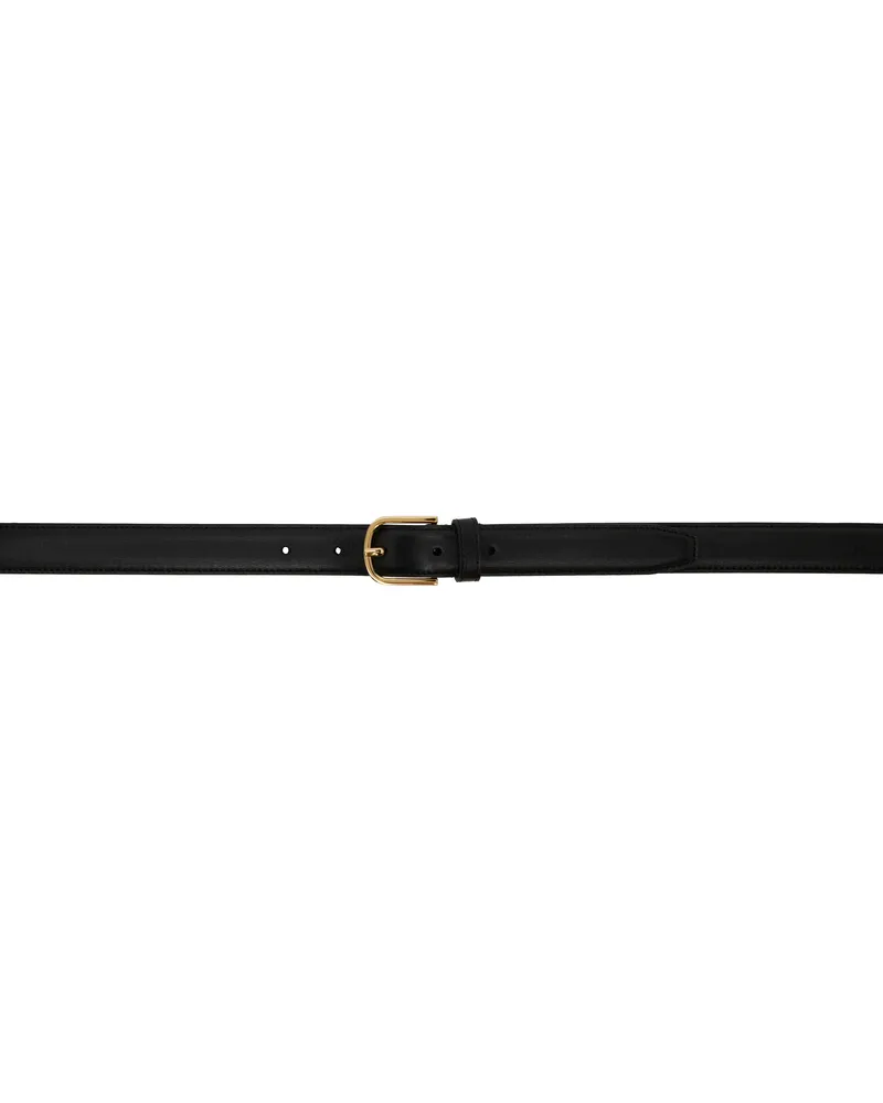 Totême Black Slim Leather Belt Black