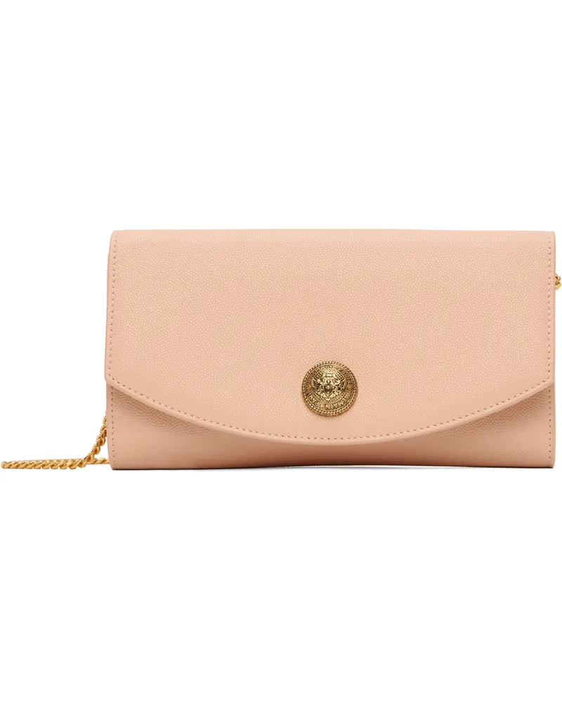 Balmain Pink Emblème Grained Calfskin Bag 0dx