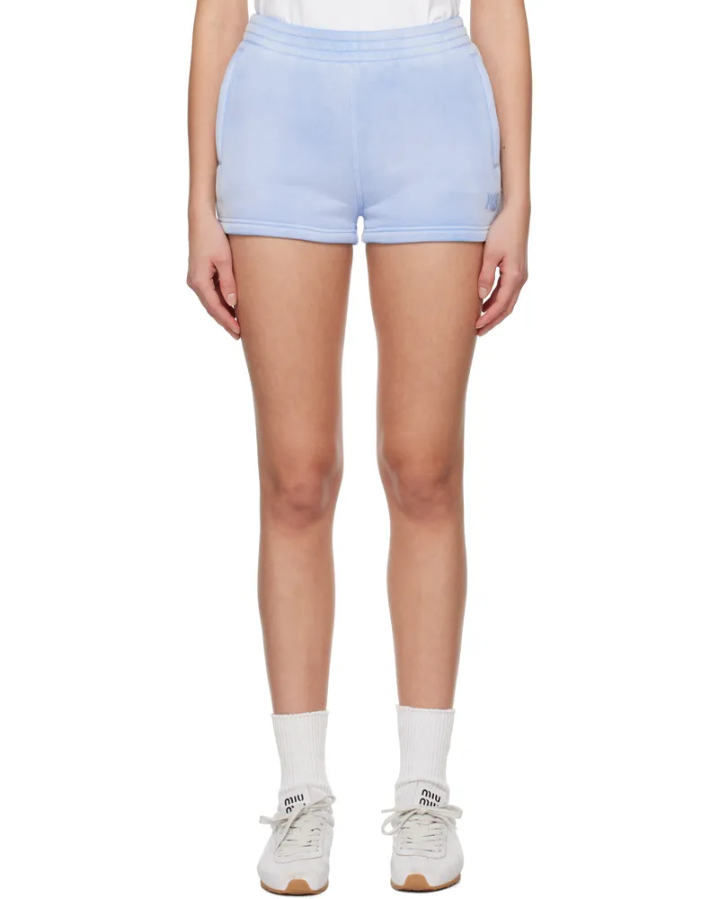 Alexander Wang Blue Puff Paint Logo Shorts Washed