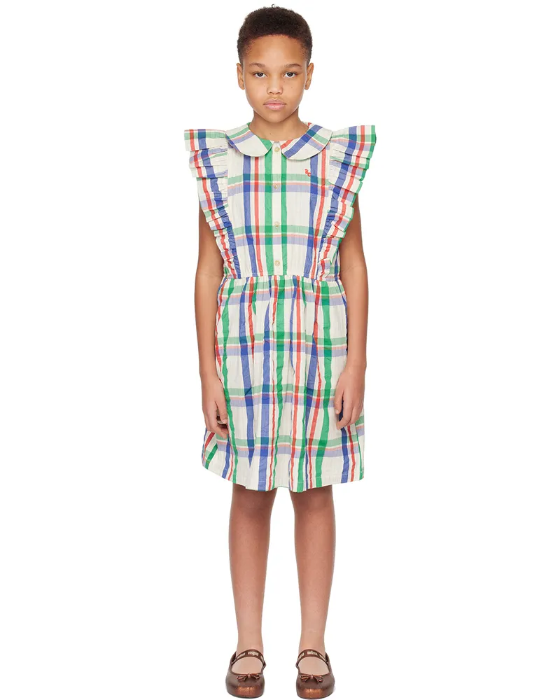 BOBO CHOSES Kids Off-White Ruffle Dress Check