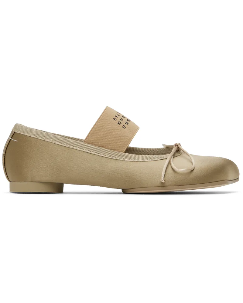 Maison Margiela Khaki Satin Anatomic Logo Ballerina Flats T2368