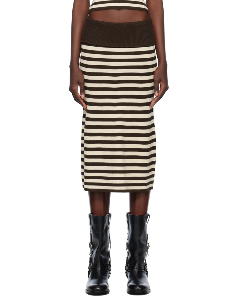 Frankies Bikinis Brown Bella Hadid Edition Tucker Knit Midi Skirt Cowboy