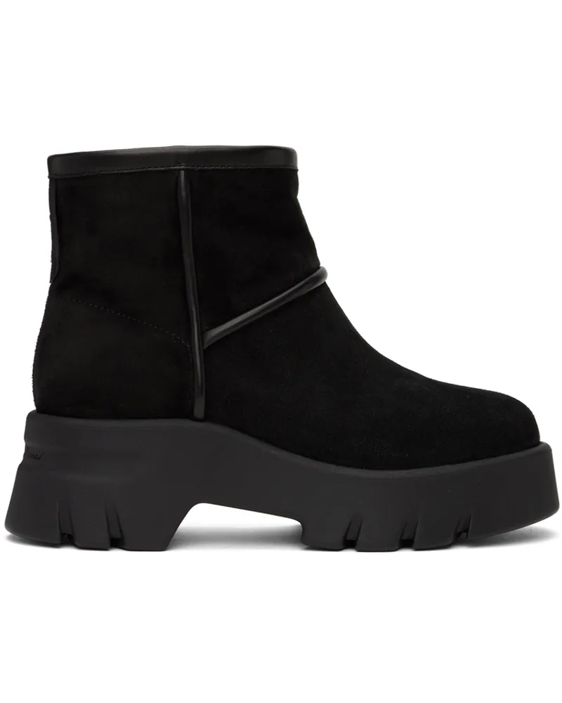 Gianvito Rossi Black Shearling Ankle Boots Black+black+black