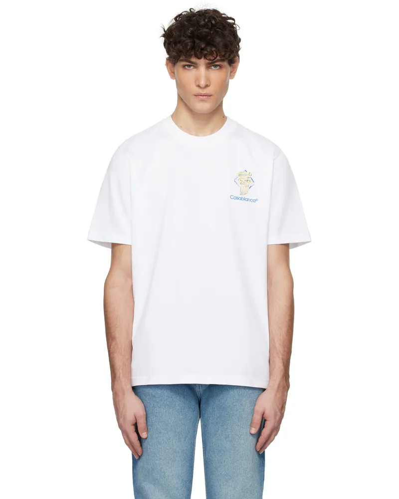 Casablanca Paris White Diamond Column T-shirt White