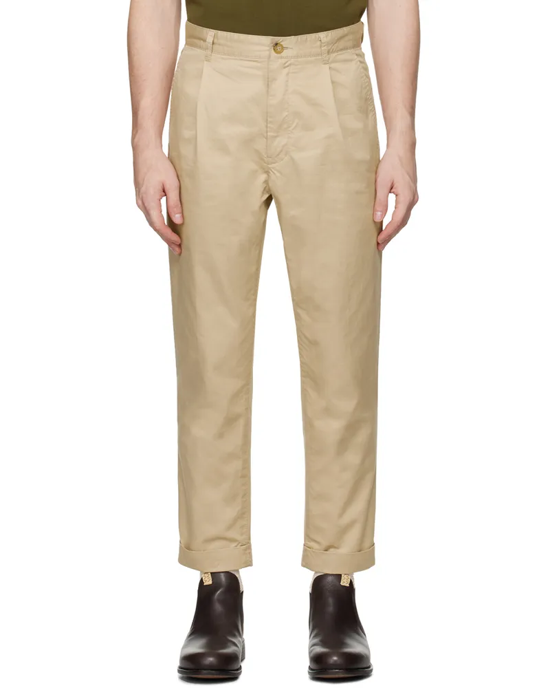 Beams Plus Beige 1 Pleat Trousers Beige20