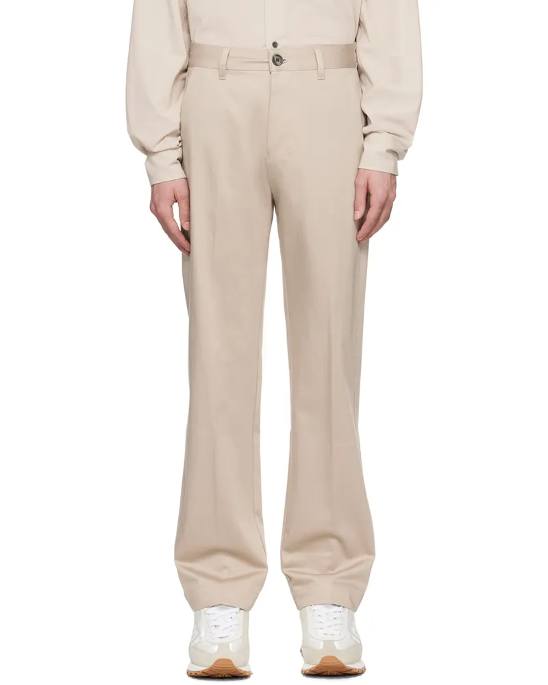 AMI Paris Beige Button-Fly Trousers Light