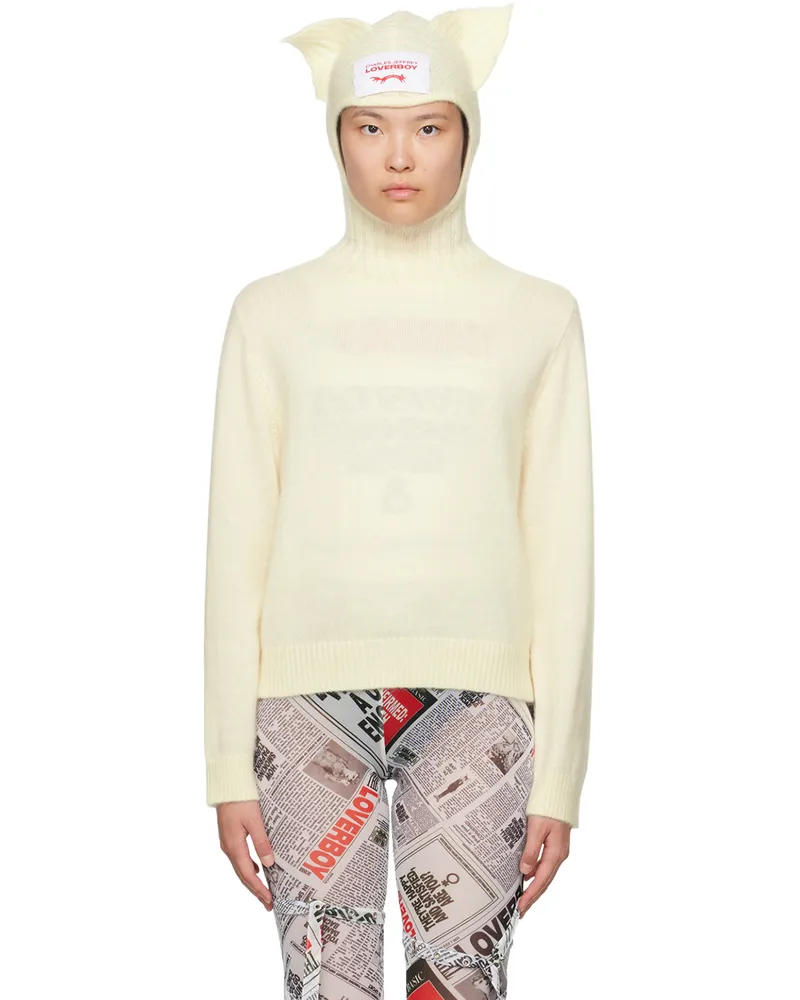 Charles Jeffrey Loverboy Off-White Ears Balaclava Sweater Ecru