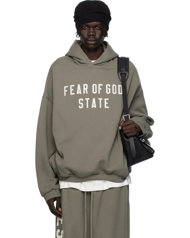Fear of God Gray 90s Fit Fleece Hoodie Moss