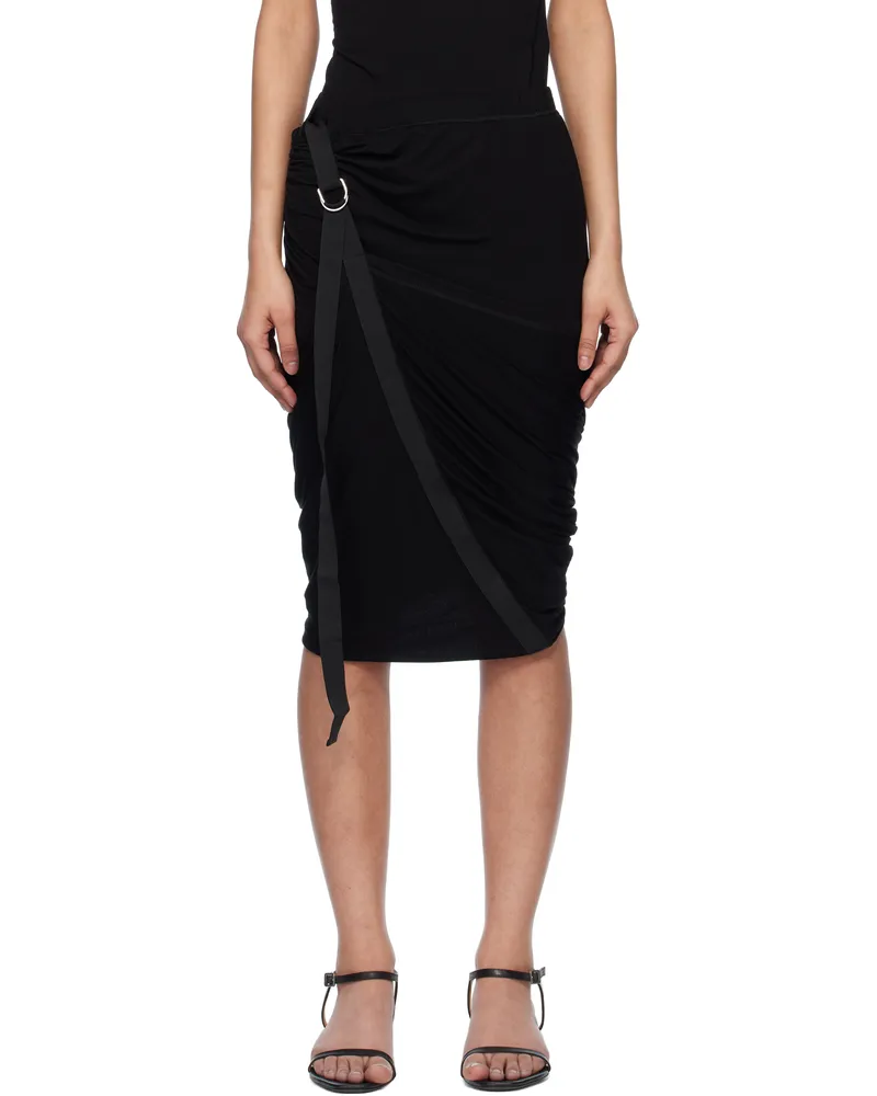 Helmut Lang Black Wind Midi Skirt Black