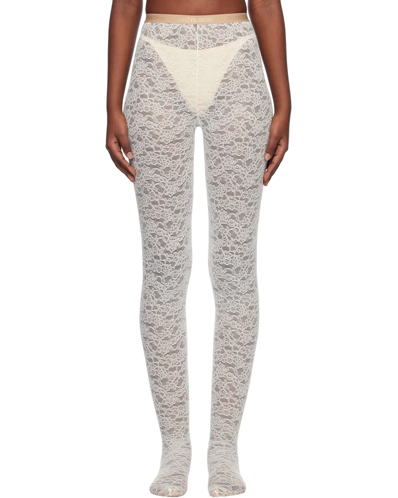 Valentino Garavani White 'Chez Valentino' Lace Tights 0bo