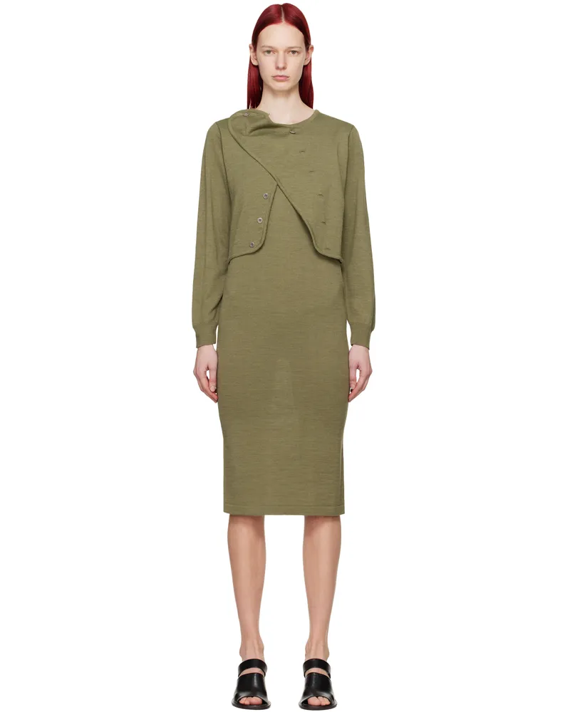 Christophe Lemaire Green Layered Midi Dress Gr619