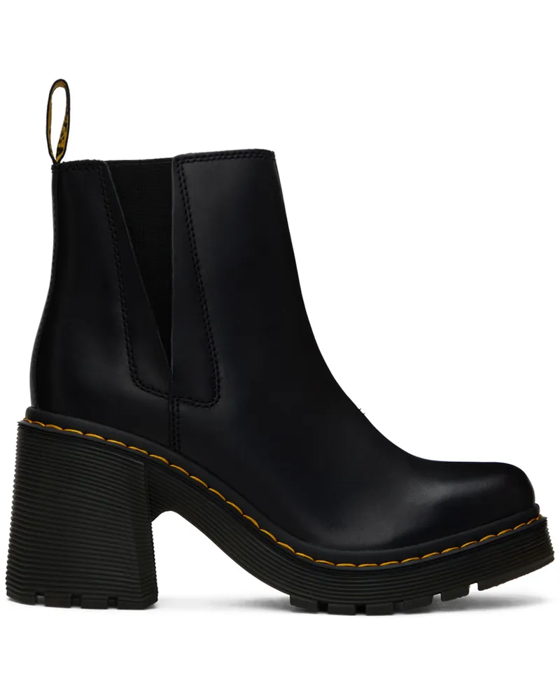 Dr.Martens Black Spence Leather Flared Heel Chelsea Boots Black