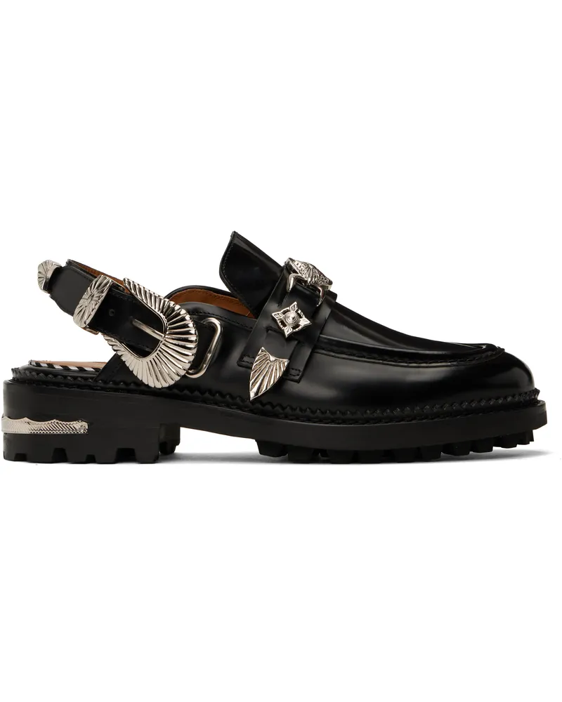 Toga Black Buckle Polido Leather Loafers Aj1070