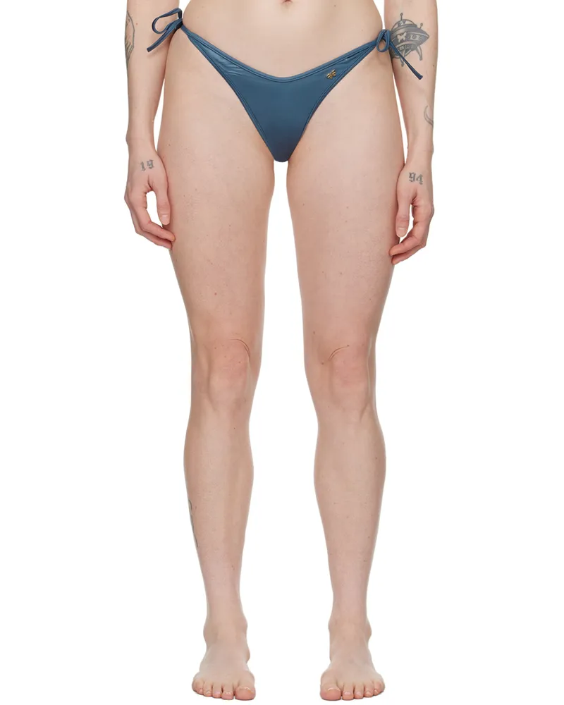 Palm Angels Blue Metallic Bikini Bottom Blue