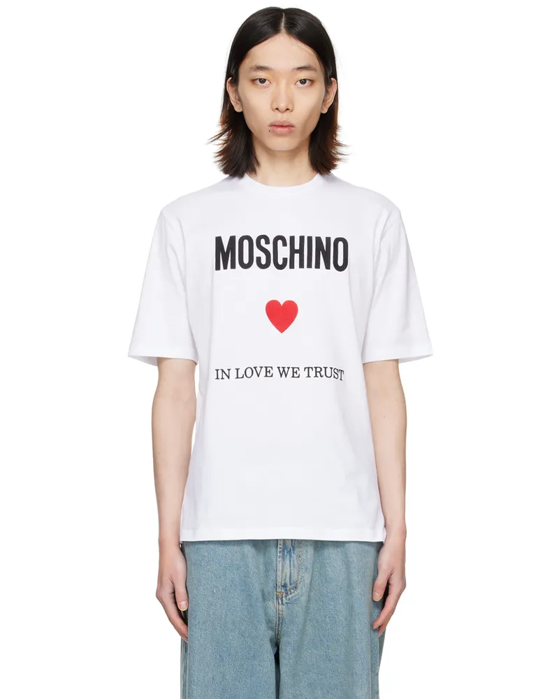 Moschino White Embroidered T-Shirt J1001