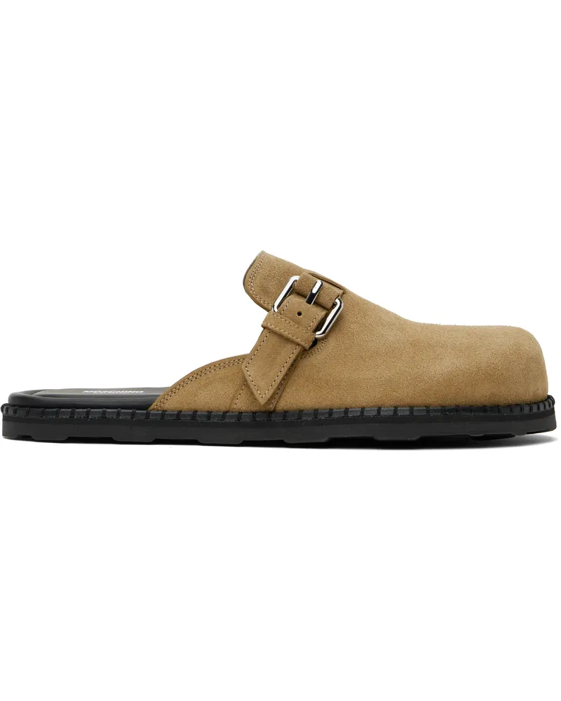 Moschino Beige Suede Mule Loafers Beige