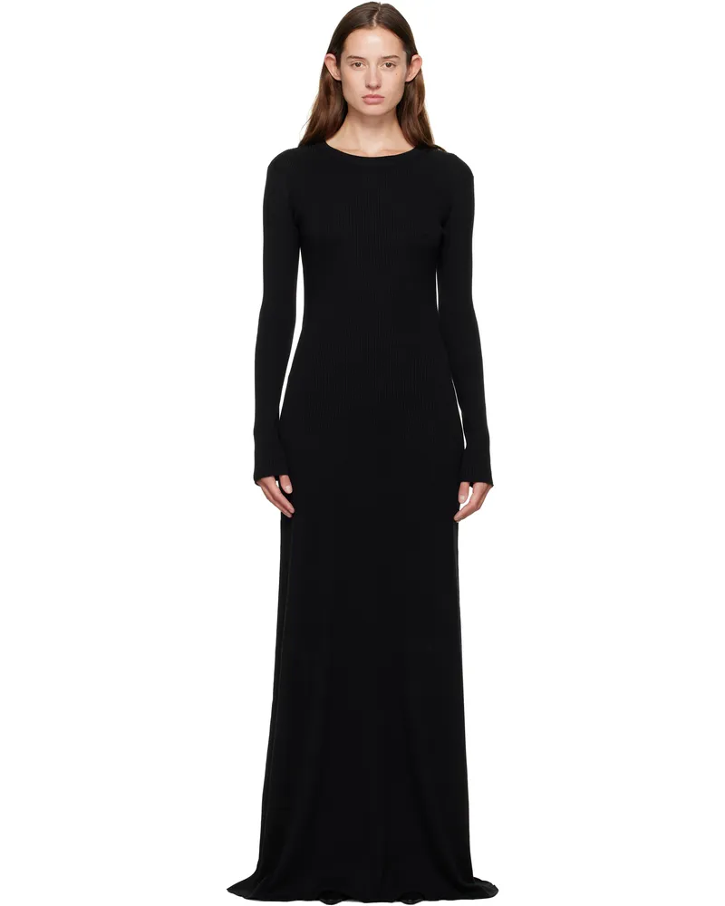 Ann Demeulemeester Black Eva Long Open Back Knitted Maxi Dress 099