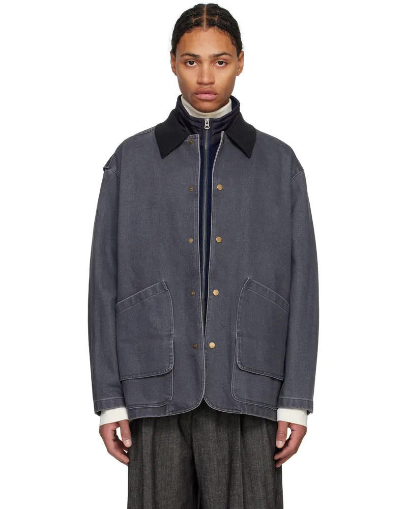 LE 17 SEPTEMBRE Navy Knit Collar Field Jacket Navy