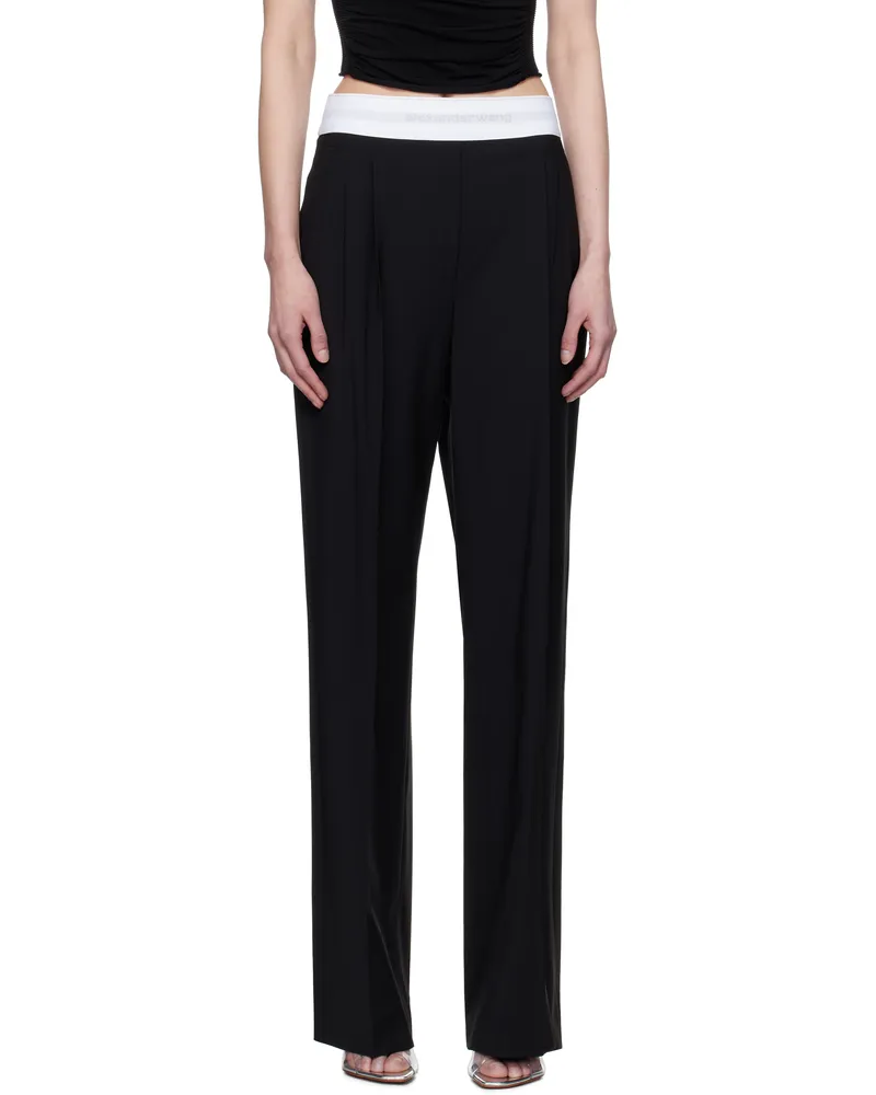 Alexander Wang Black High-Waist Pleated Trousers Black