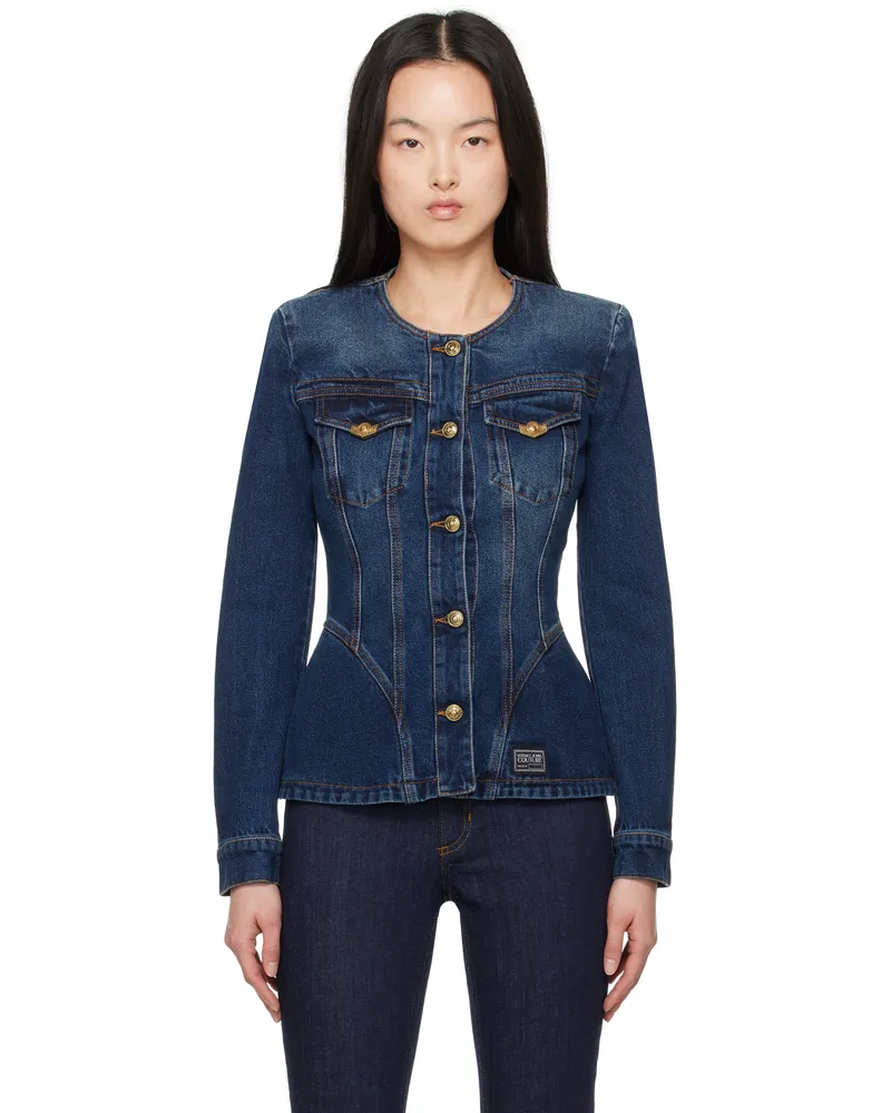 Versace Jeans Indigo Fitted Denim Jacket E904