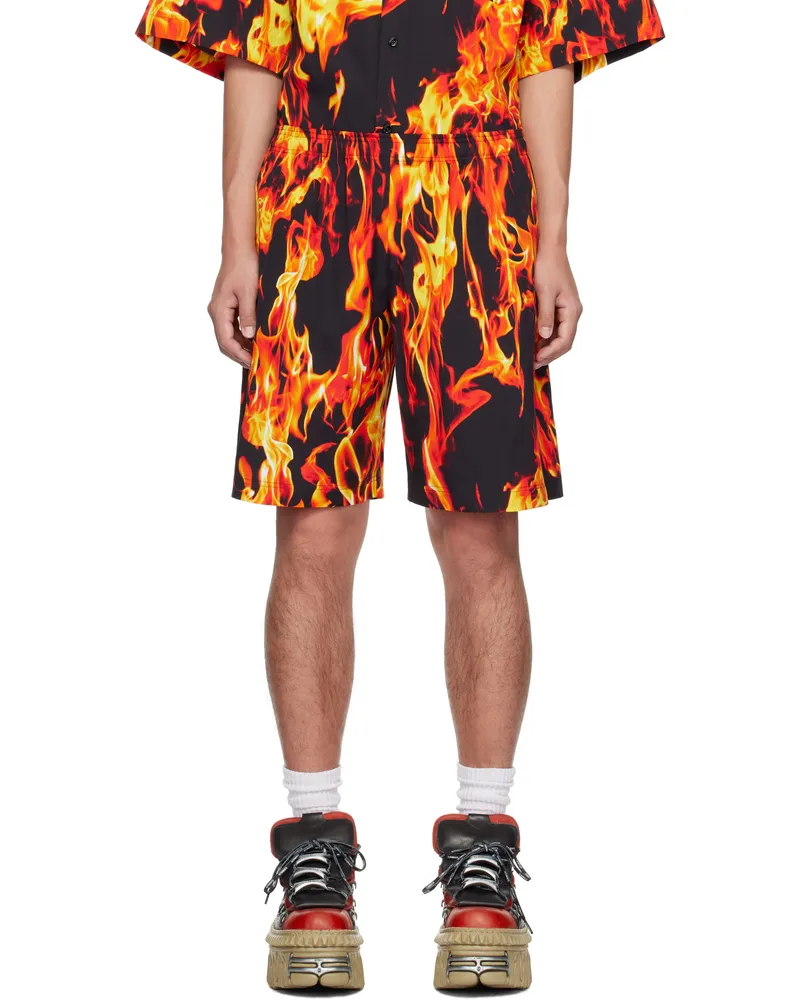 VETEMENTS Black & Orange Fire Shorts Fire