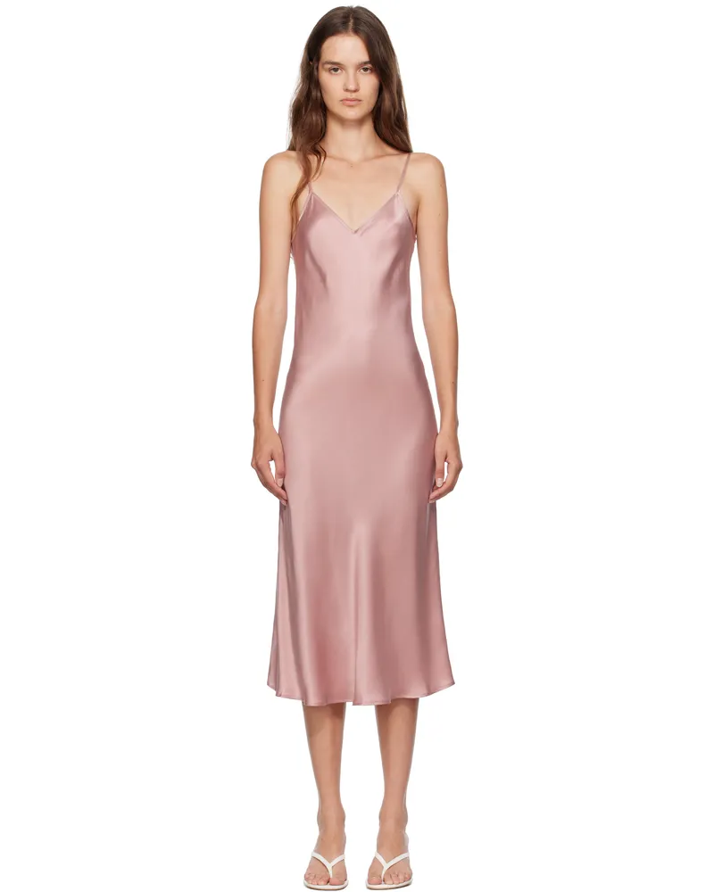 Silk Laundry Pink 90s Slip Midi Dress Sea