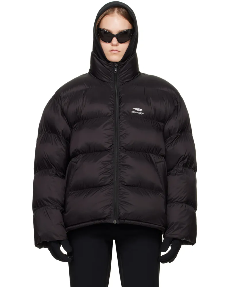 Balenciaga Black 3B Sports Icon Puffer Jacket 1000