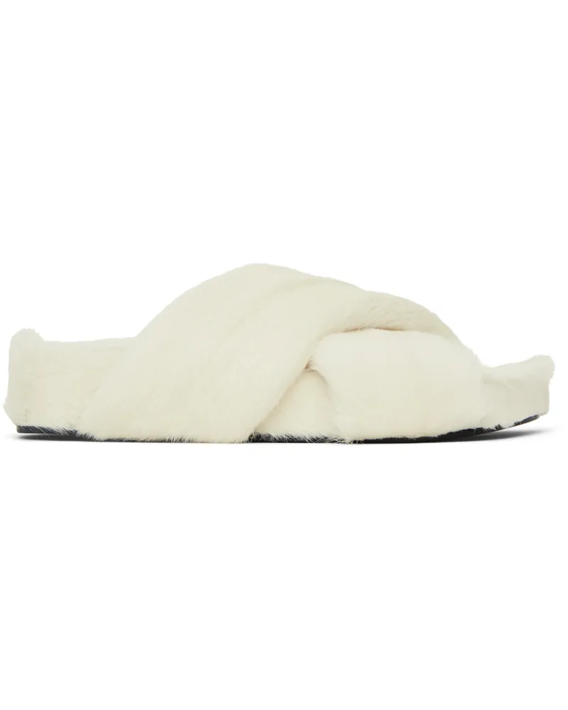 Jil Sander White Cross Strap Slides 105
