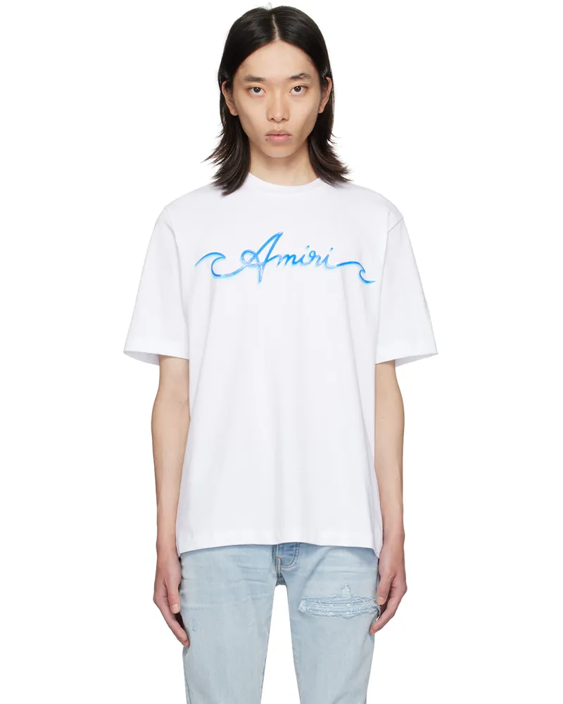 Amiri White Printed Wave Logo T-Shirt White