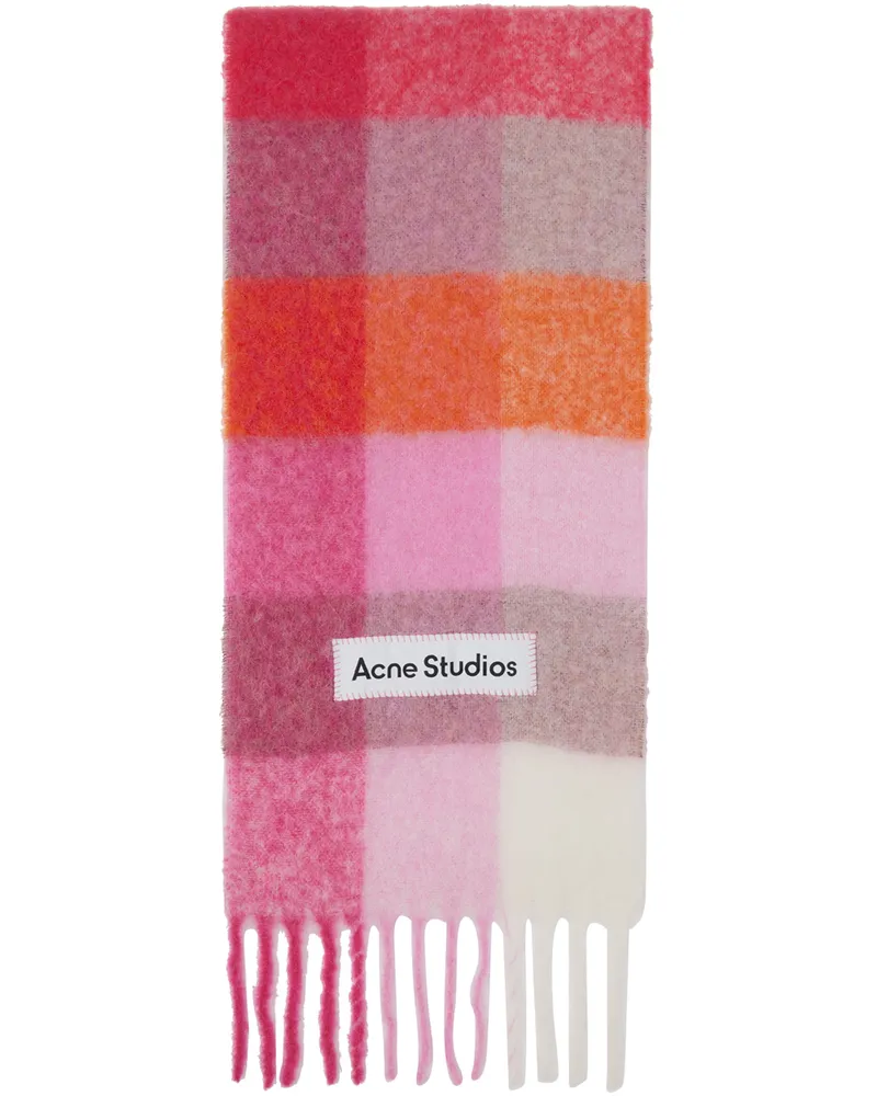 Acne Studios Pink & Orange Mohair Checked Scarf Dqe