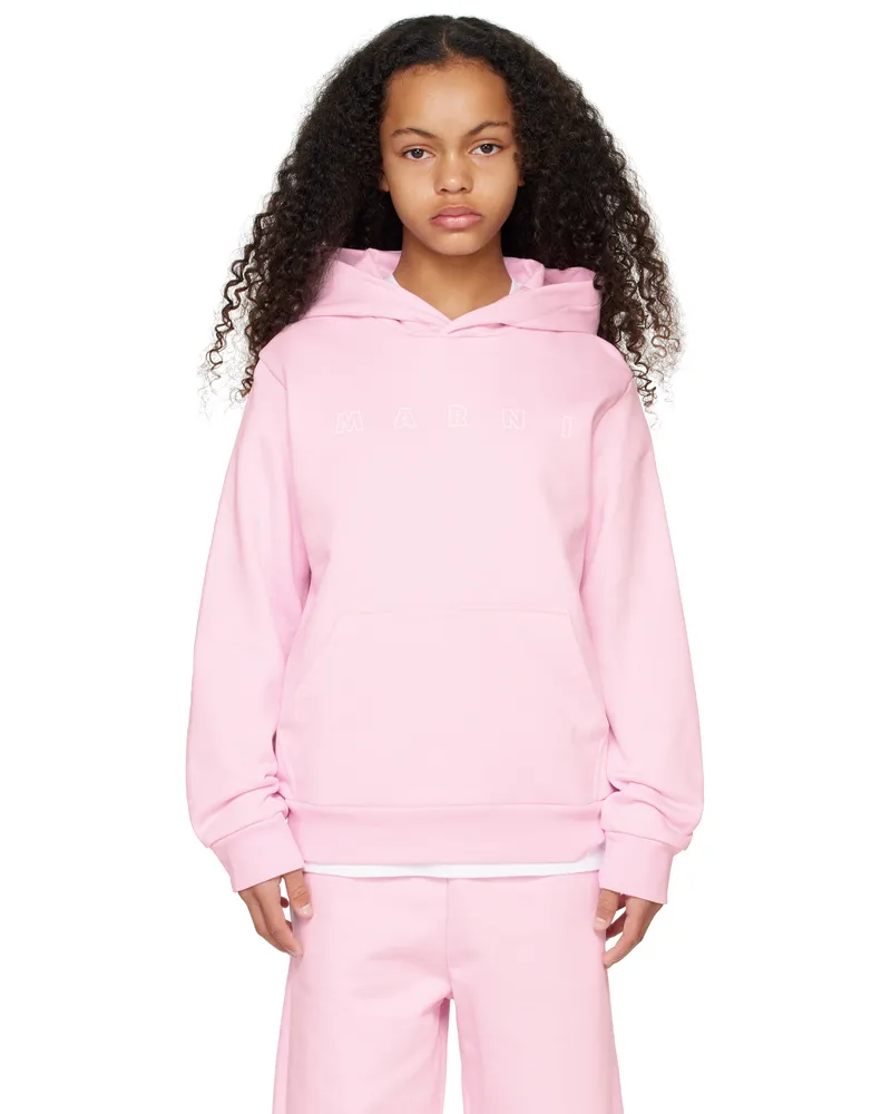 Marni Kids Pink Logo Hoodie 0m347