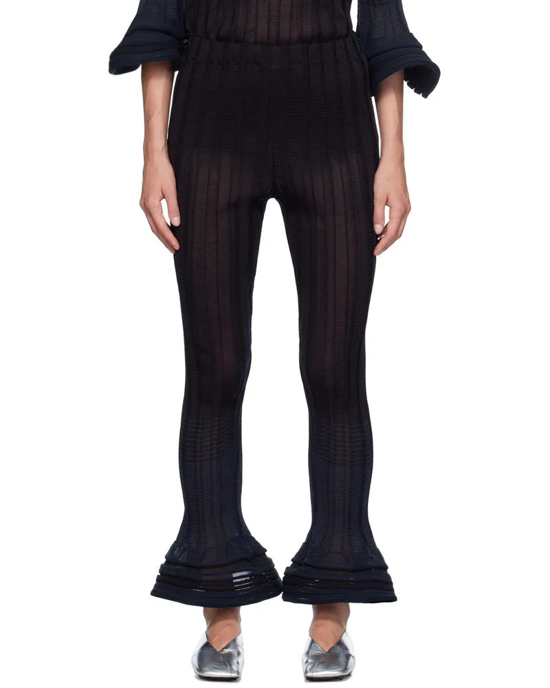 Issey Miyake Black & Navy Asagao Trousers 17
