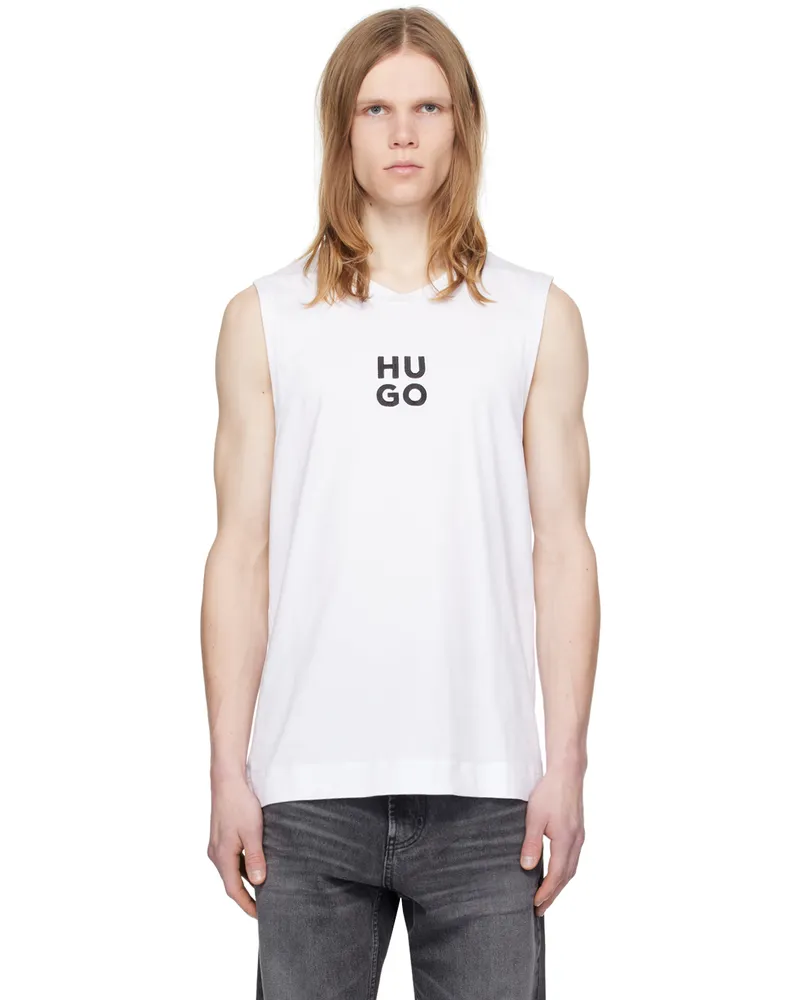 HUGO BOSS White Beach Tank Top 100-white